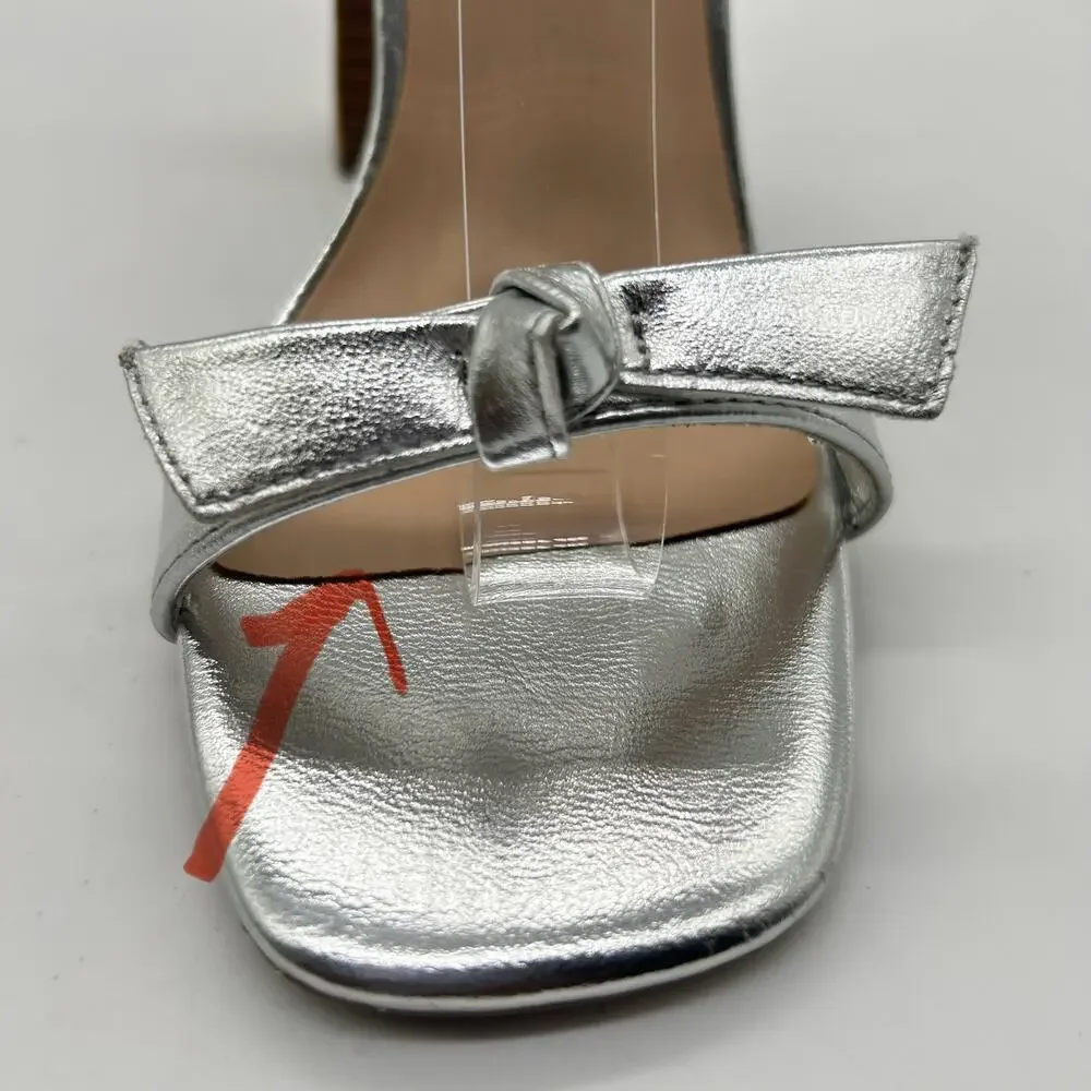 Journee Collection‎ Sandals Womens 7 Silver Dianne Heeled Open Toe Sandals NEW